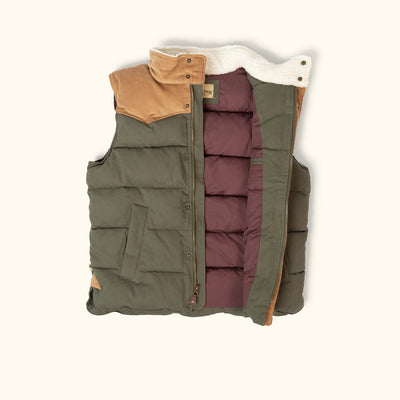 Jackson Vest w/ Sherpa Collar - Green and Khaki